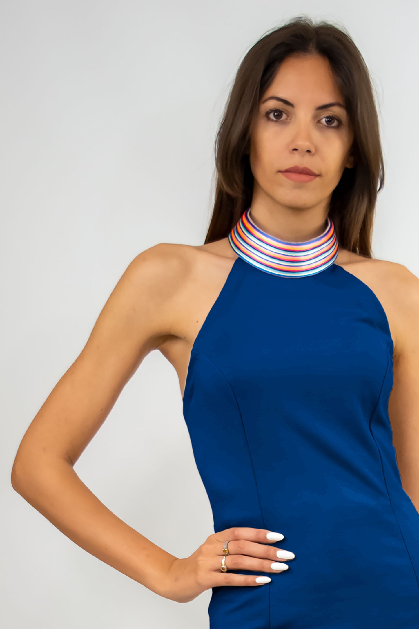 Vestido de punto azul klein